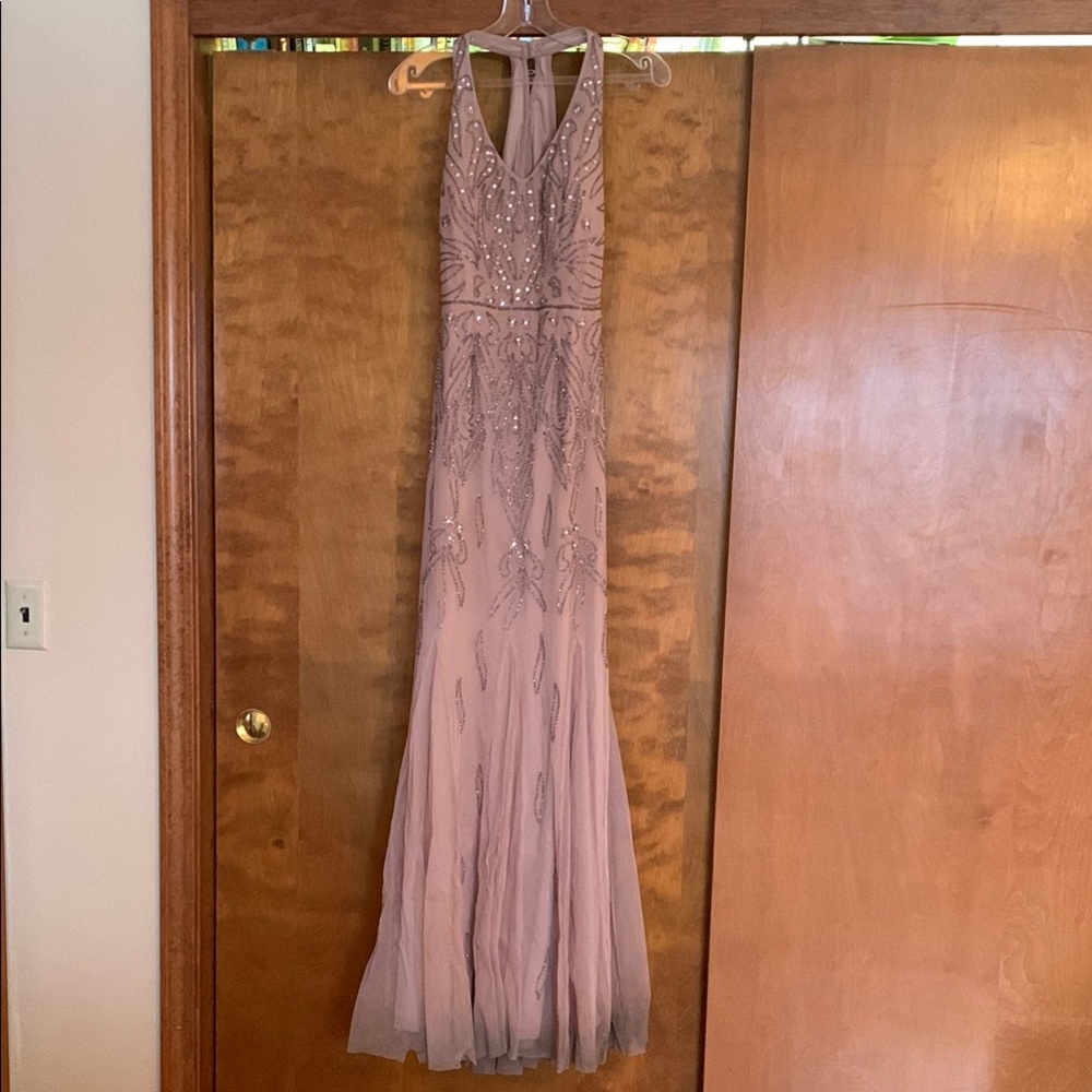 Adrianna Papell Light Pink/Mauve Embellished Tiered Gown for Wedding